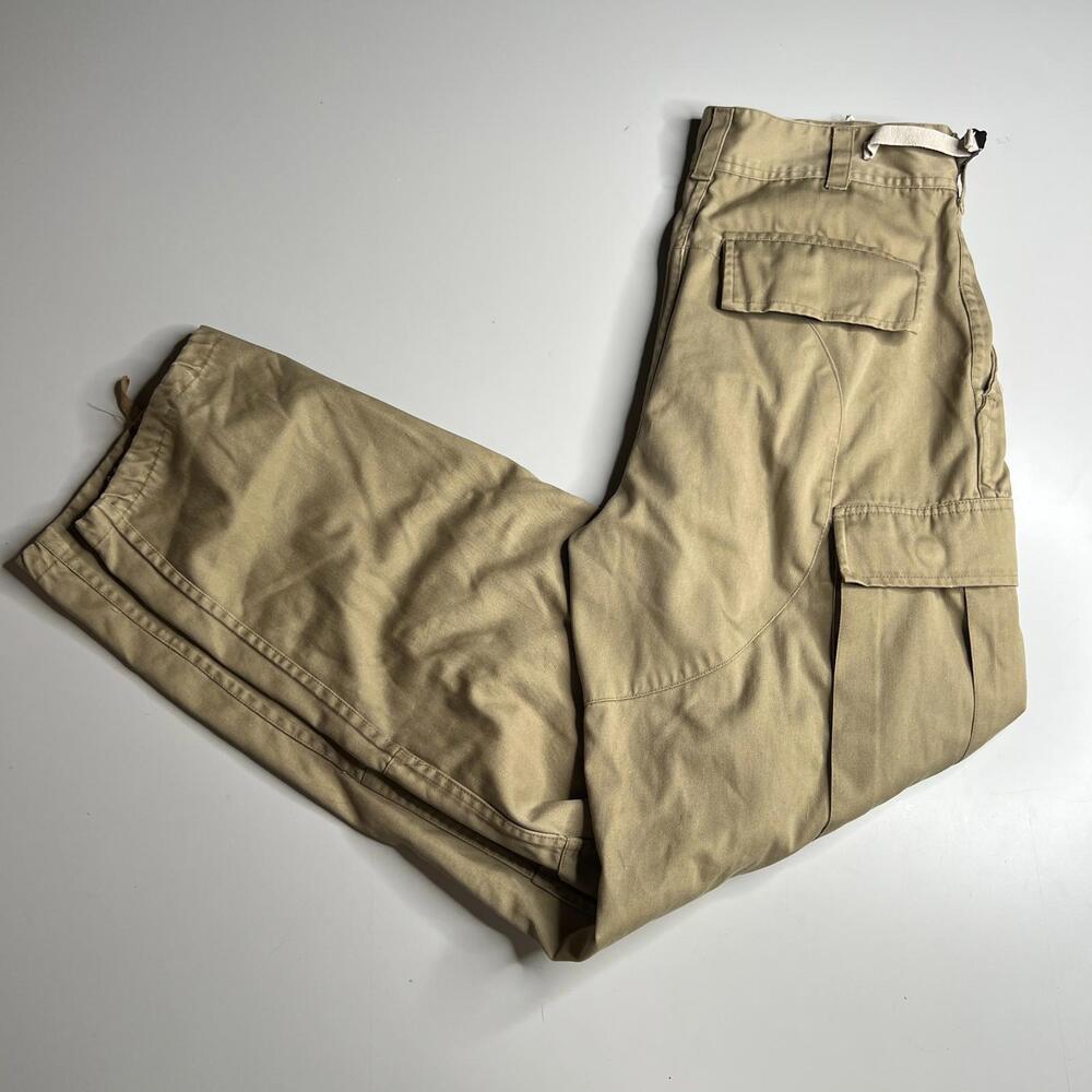 Vintage Khaki Cargo Pants Utility Military Style Adjustable‎ Hem Workwear USA